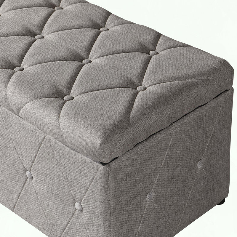 Ensemble de repose-pieds en lin 3 pièces, 1 banc rectangulaire et 2 petits tabourets