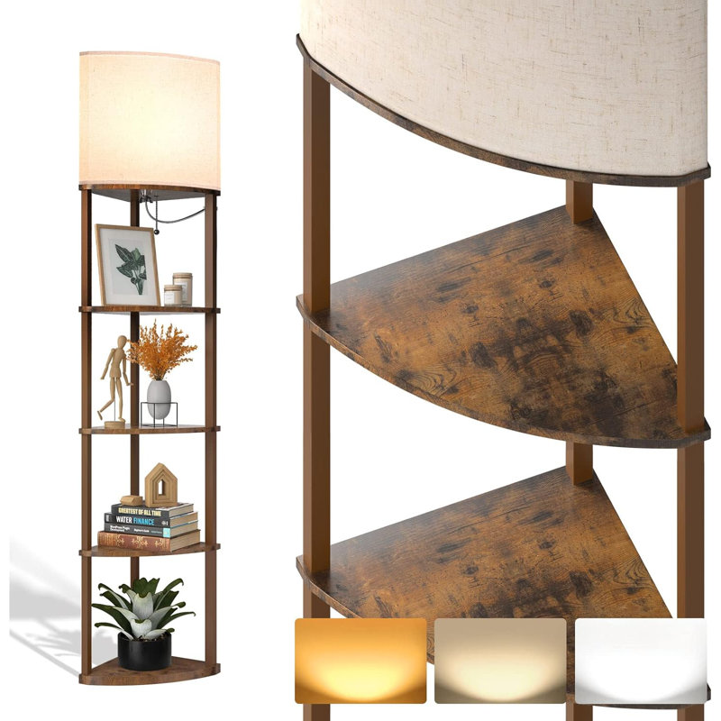 Turnersville 63'' LED Tray Table Floor Lamp, Brown