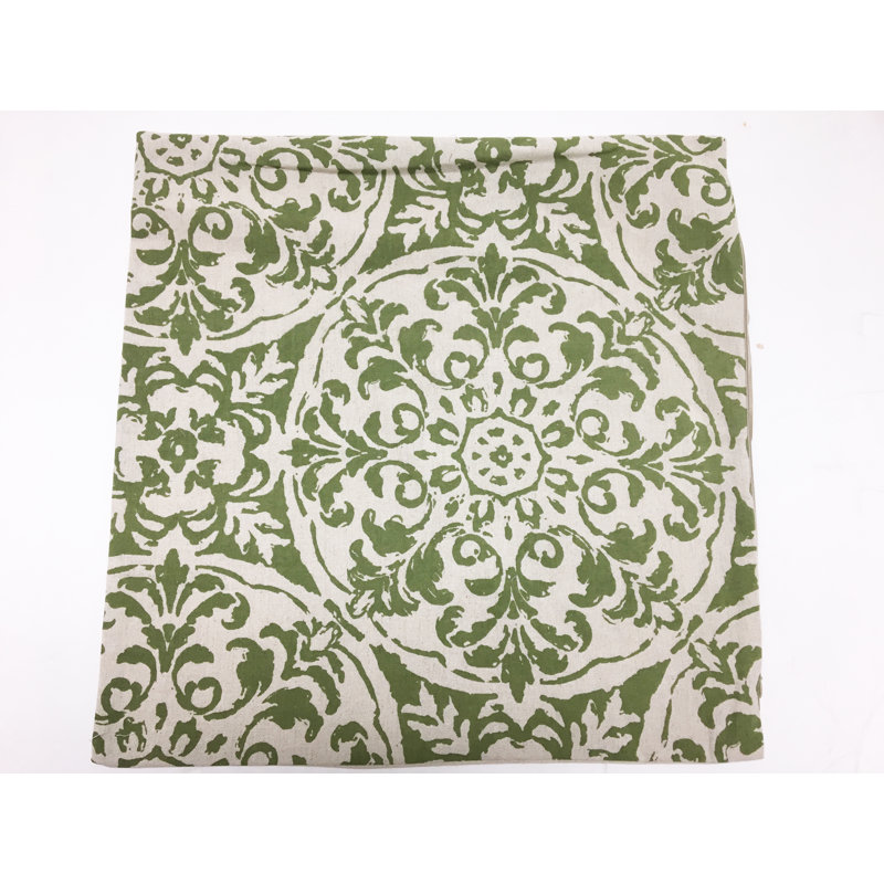 Floral Linen Pillow Cover, Olive Green