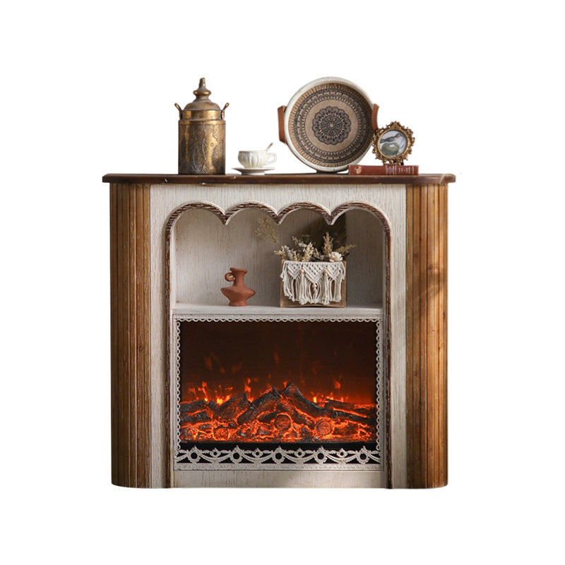 Walnut Solid Wood Freestanding Electric Fireplace