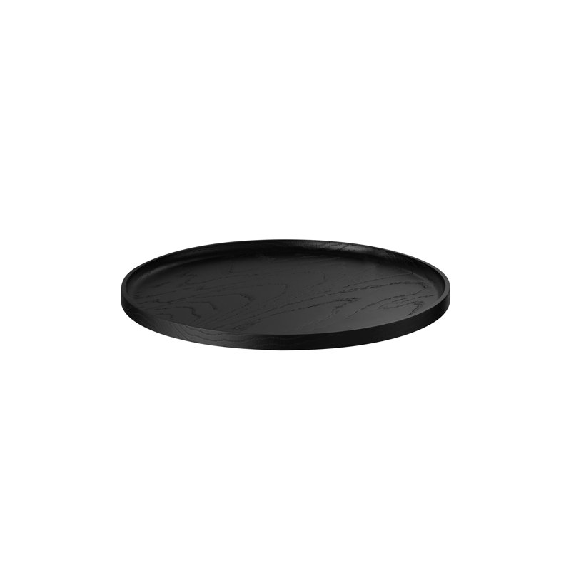 Plateau rond en chêne OKU, H 0,80 po x l 13,40 po x P 13,40 po, Noir
