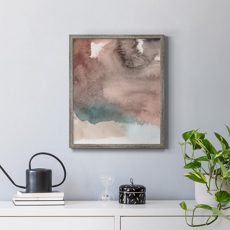 Toile encadrée de qualité supérieure rouge ocre abstraite I - prête à être accrochée, Gris, H 24 po x l 20 po