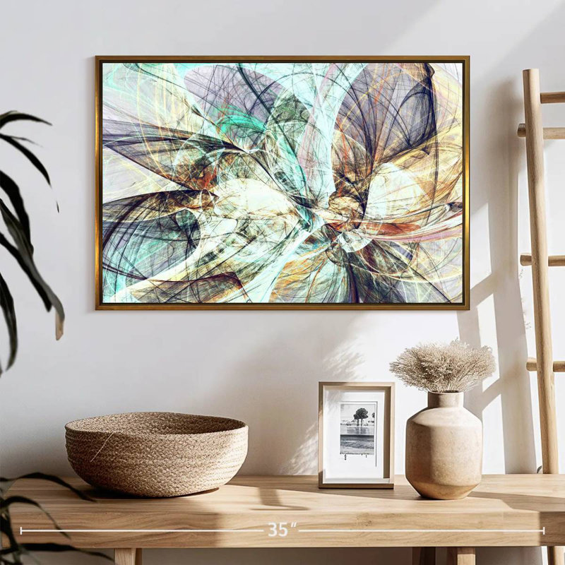 Couleurs dans l'abstrait, Cadre flottant doré, 25 po x 17 po