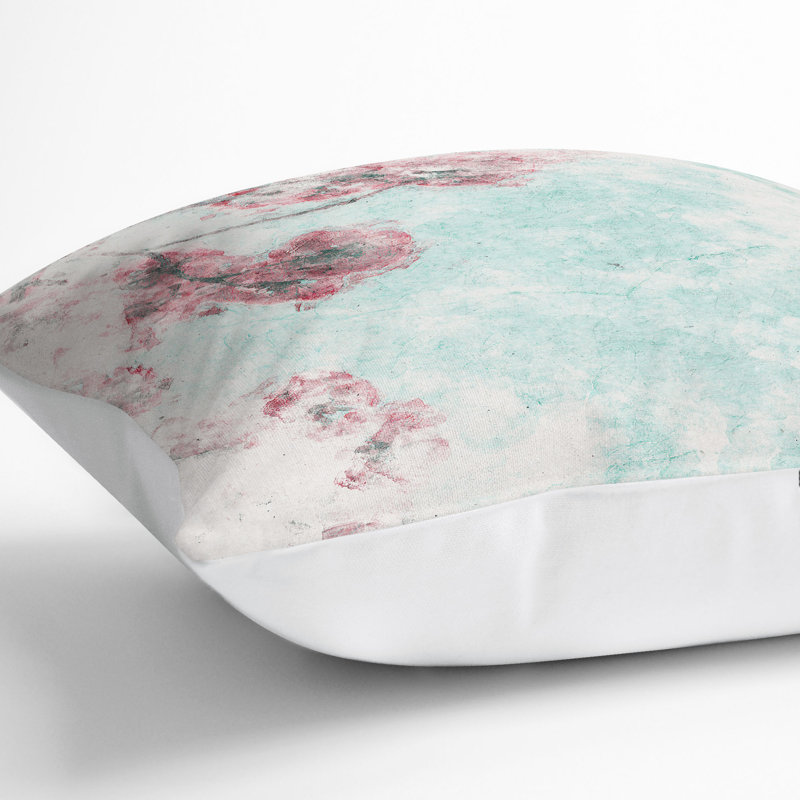 Floral Square Throw Cushion, White, 40cm H x 40cm W x 15cm D