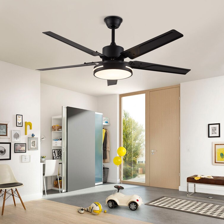 48" Ceiling Fan with LED Light in Black