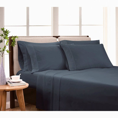 Heritage Collection Dark Blue Microfiber 7-Piece Bedding Set