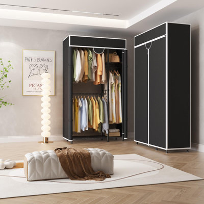 Système de garde-robe portable, support à vêtements réglable sur les tablettes, organisateur de vêtements robuste avec couvercle, capacité de charge de 720 lb