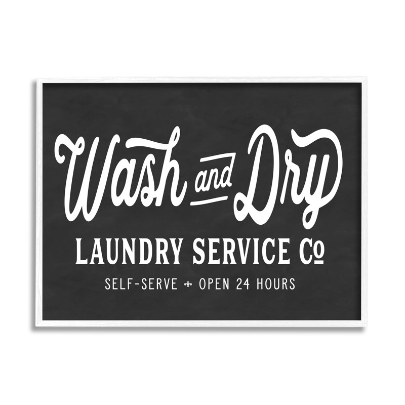 Wash and Dry Laundry Service Co., Giclée encadrée blanc bord de mer, H 11 po x l 14 po