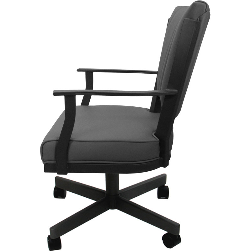 Leather Dining Caster Chair Swivel Tilt, Gray, Gray