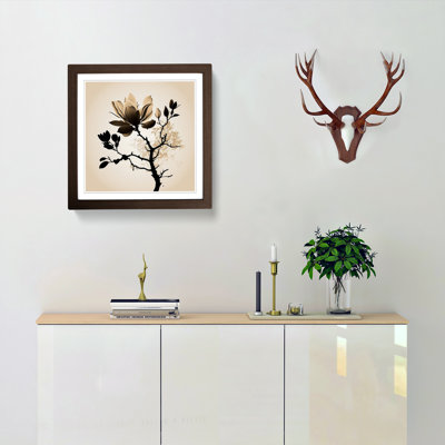 Magnolia Flower Silhouette - Framed Print