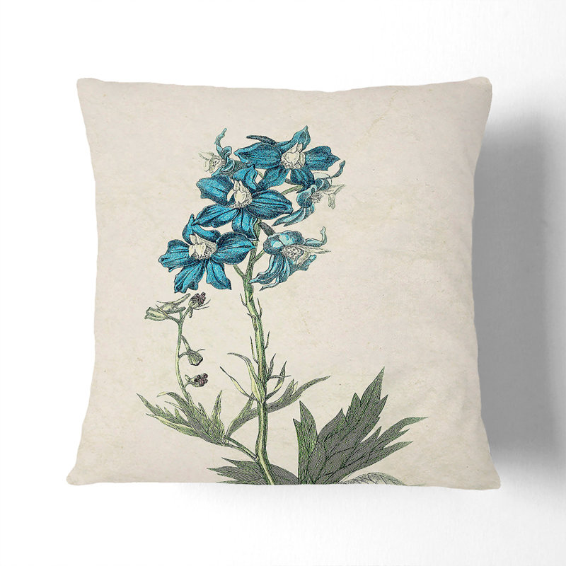 Illustration of Blue Wildflowers Cushion with Filling, 40cm H x 40cm W x 15cm D