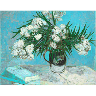 Adhésif décoratif "vase" avec oleanders et livres gogh van