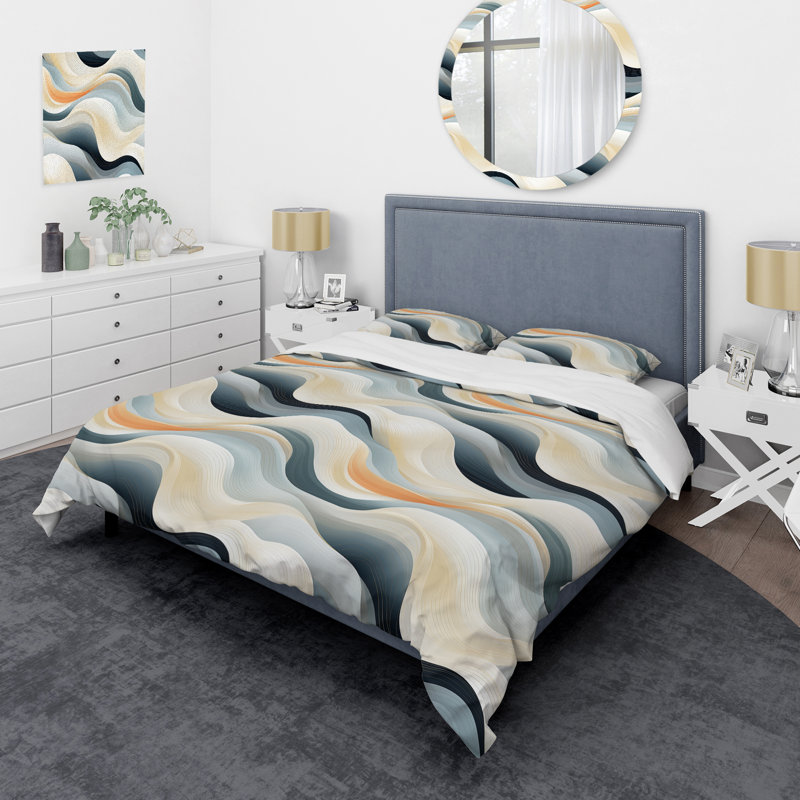 Coastal Reflections - Ensemble de housse de couette abstrait - Microfibre de polyester