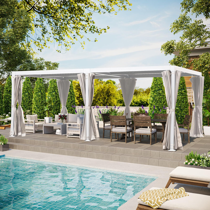  12Ft X 20Ft Aluminum Outdoor Pergola with Adjustable Louver Roof, Heavy Duty Weatherproof Patio Pavilion for Backyard & Deck