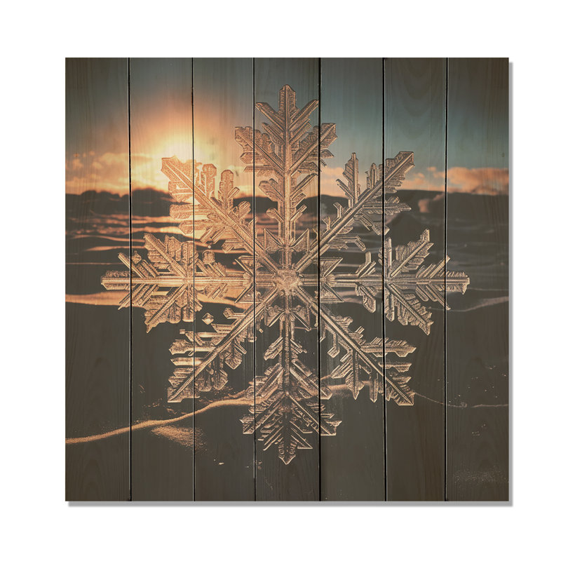 «Sunrise Snowflake Tranquility I», paysage d'hiver sur bois, H 30 po x l 30 po