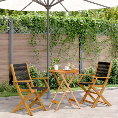 Ensemble de bistro d'extérieur 3 pièces vidaXL en polypropylène et bois massif