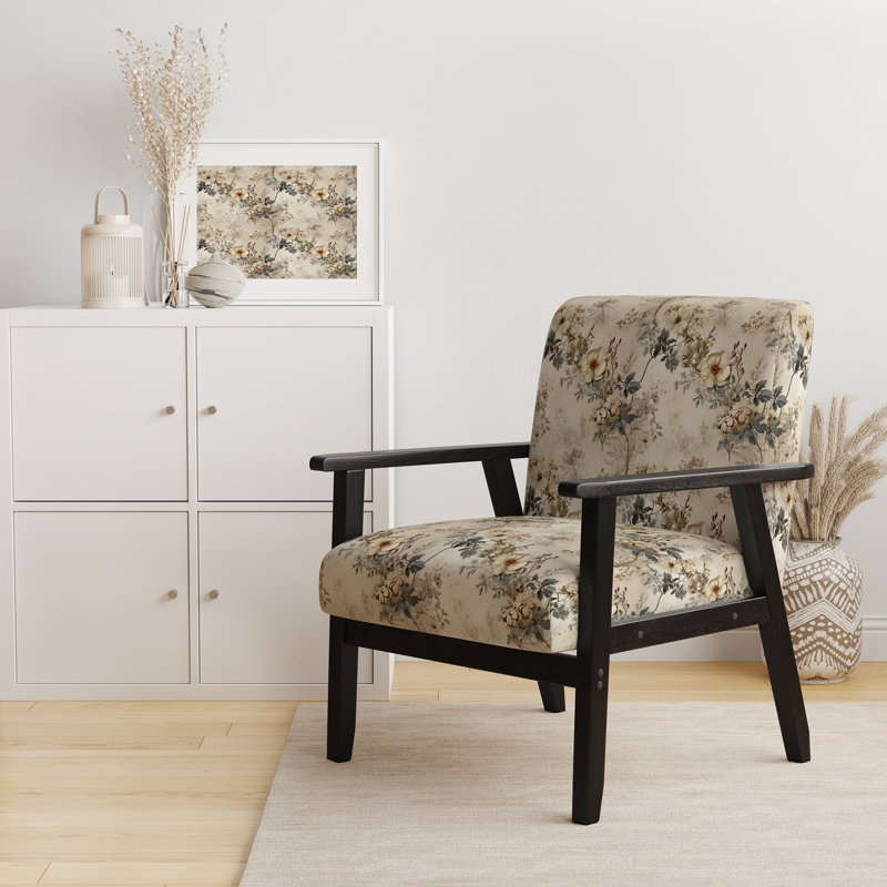 Chaise d'appoint florale Cobalt, Charme de maison de campagne rétro beige vintage 