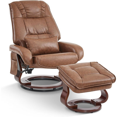 Eirika Swivel Recliners with Ottoman, Vibration Massage TV Chairs, Faux Leather -  Red Barrel Studio®, C60071ABE03847F6B03D4F12C375FB78