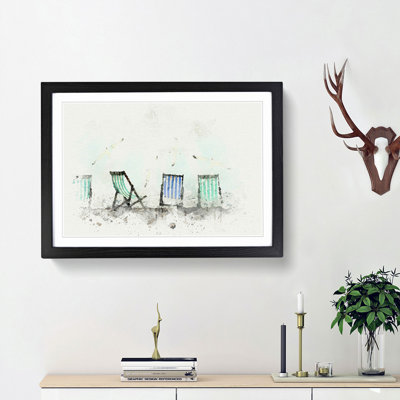 Deckchairs on Brighton Beach in Abstract - Picture Frame Graphic Art Print