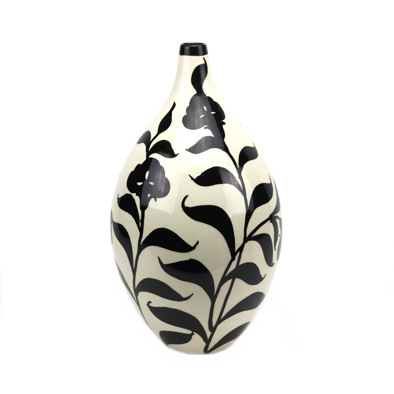 Lys blanc / céramique noire 17 po, H 13,5 po x l 7 po x P 7 po