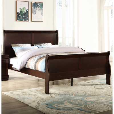 Lit pour chambre à coucher - grand lit, bois massif, bois de finition cerisier attrayant, inclus