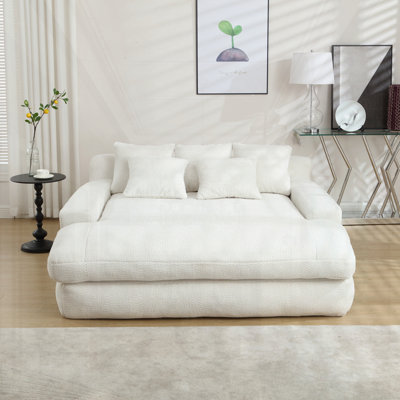 Chenille 2-seater lazy sofa With 5 back pillows by Latitude Run