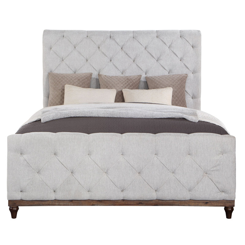 Cafferty Light Gray Tufted Panel Queen Bed