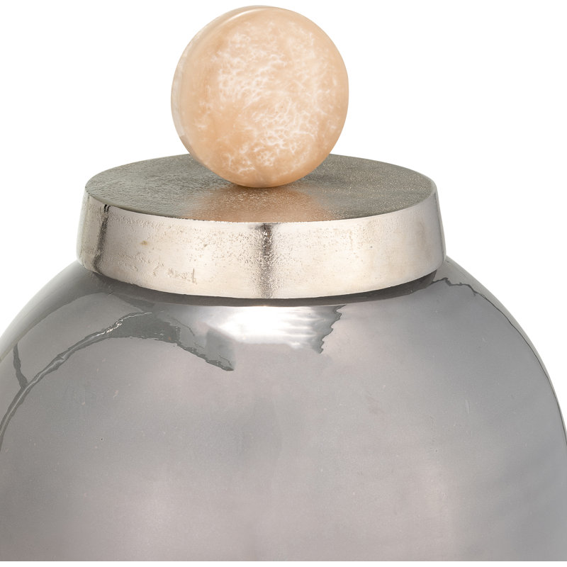 Vase en verre avec finition champagne rosé, fait de verre et de métal, finition dorée, H 17 po x l 9 po x P 9 po