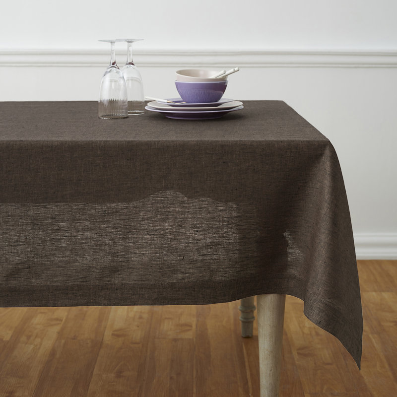 100% Pure Linen Tablecloth - Athena, 72" x 54", Chambray Brown