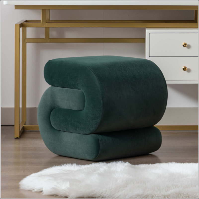 Repose-pieds en velours, Dark Green, Velvet