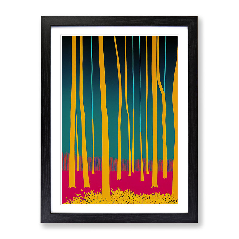 Spring Forest Abstract Vol.2 - Single Picture Frame Print, 34cm H x 25cm W x 2cm D, Black