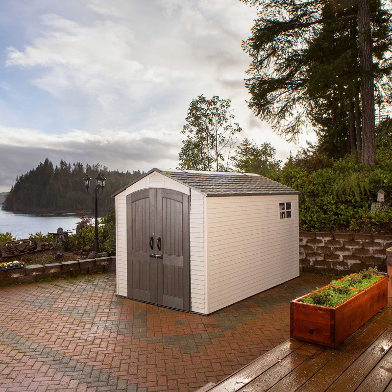 Lifetime 7 Ft. x 12 Ft. High-Density Polyethylene (Plastic) Outdoor Storage Shed with Steel-Reinforced Construction, Yes