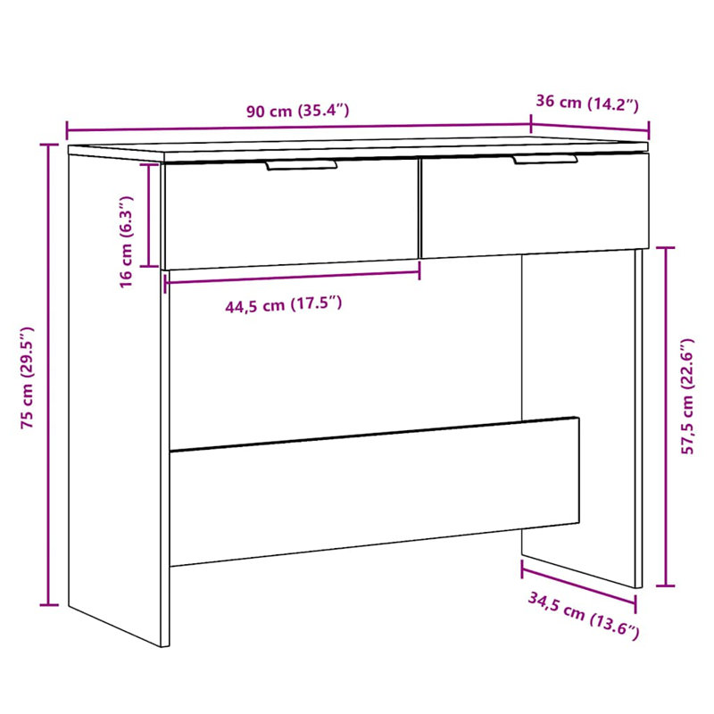 Johnath 90cm Console Table, Artisan Oak