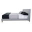Lit rembourré avec 2 tables de chevet, couleur pierre, 100% polyester, finition noyer clair