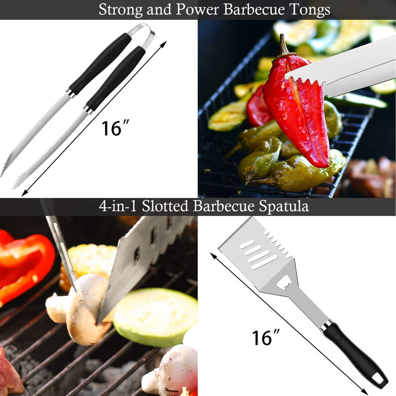 Ensemble 26 pièces d'outils de grillade en acier inoxydable