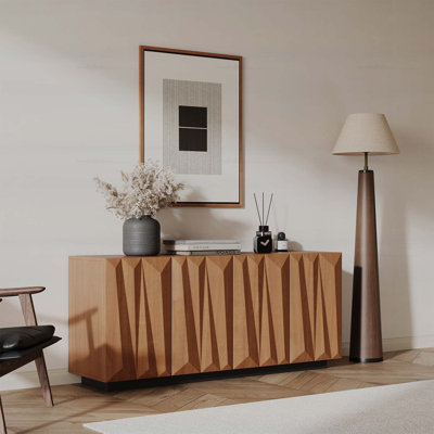 Mid Century Sideboard Buffet with 3D Doors