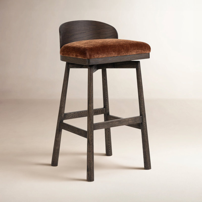 Cloris Swivel Stool-Altair Sienna-Counter & Bar, Bar Stool (30.91" Seat Height), Altair Sienna Polyester, Warm Oak