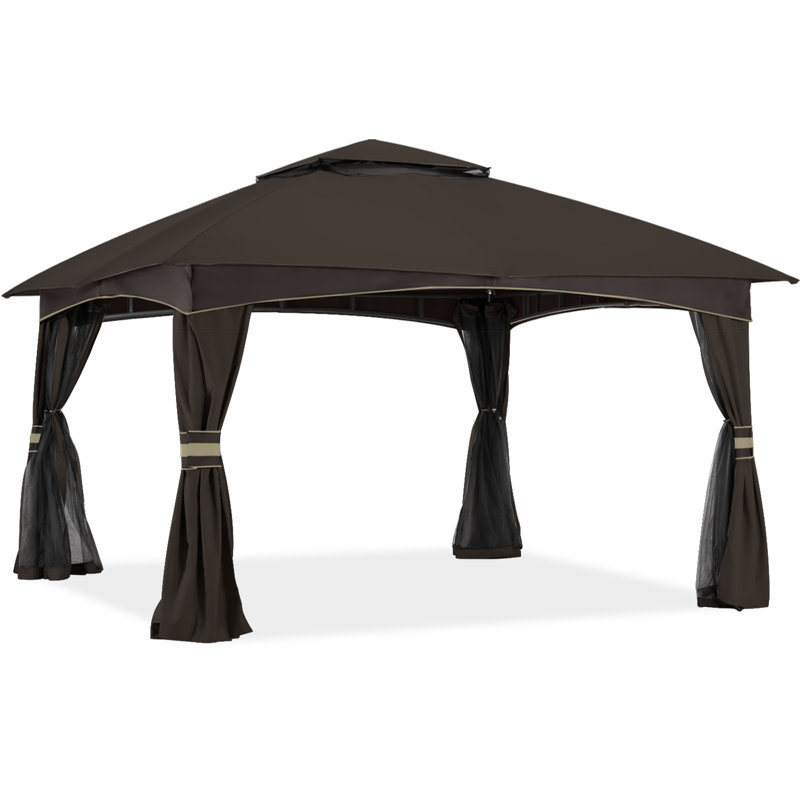 Steel Patio The Soft Roof Gazebos, Brown, 110" H x 143" W x 118" D