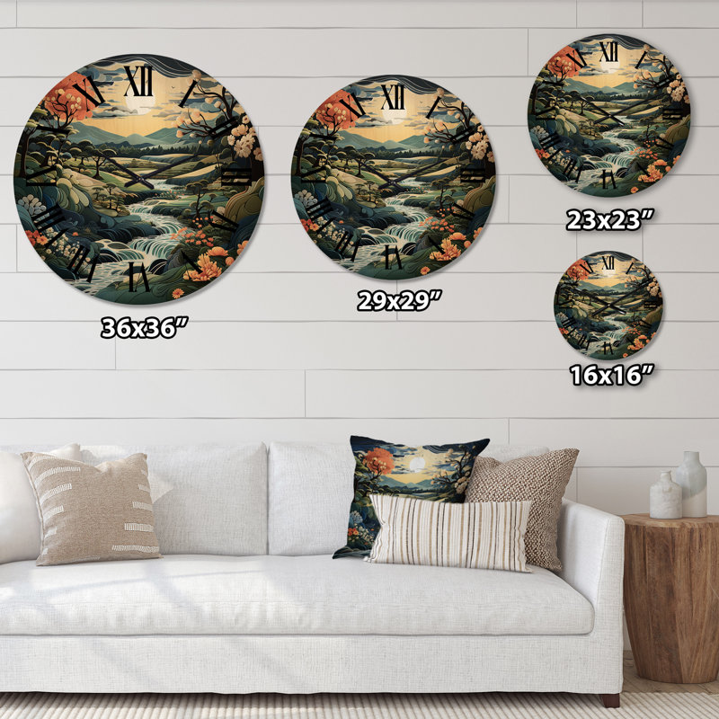 Horloge murale en bois campagne surdimensionnée Winding River III, Grand