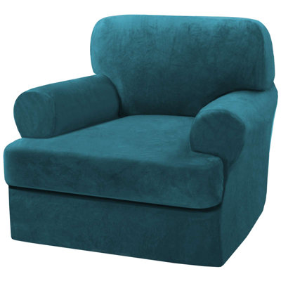Velvet Arm Chair Sofa Cover with 1 T Cushion Sofa Slipcover for Living Room Machine Washable