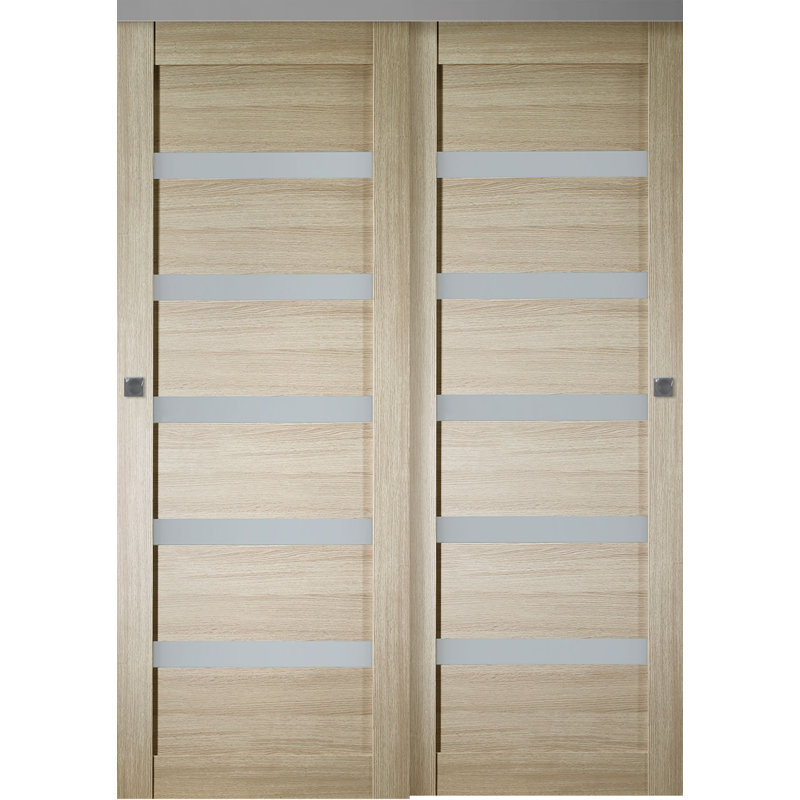 Porte coulissante en bois composite Leora Vetro, 35,5 po x 79,38 po, Pin