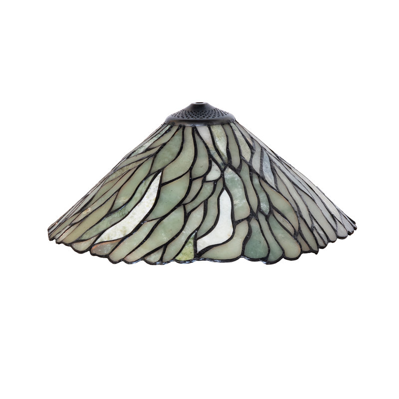 Abat-jour en jade 16 po, Vert/bleu/beige, H 7 po x l 16 po x P 16 po
