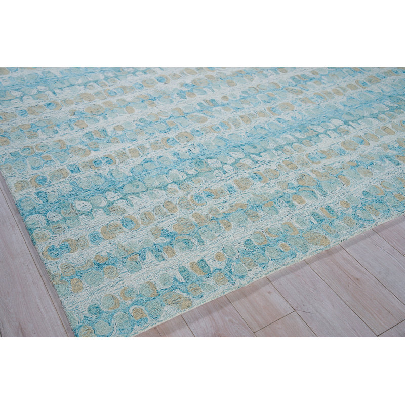 Rectangle Colorplay Hand Tutted Wool Area Rug in Navy, Rectangle 5' x 8'