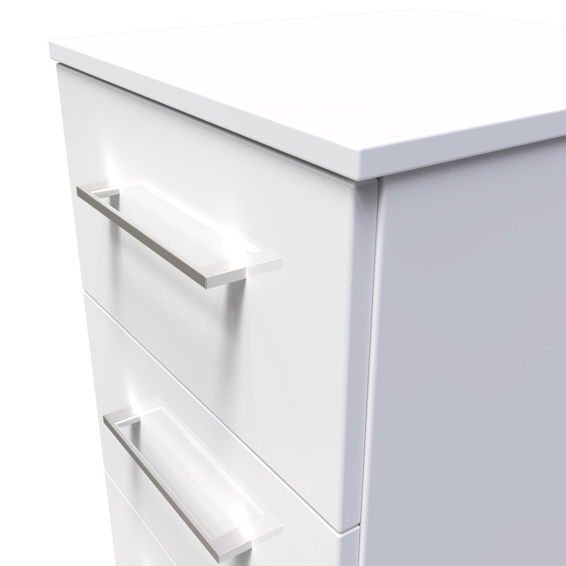 Fully Assembled Louberta 3 Drawer Bedside Cabinet, White