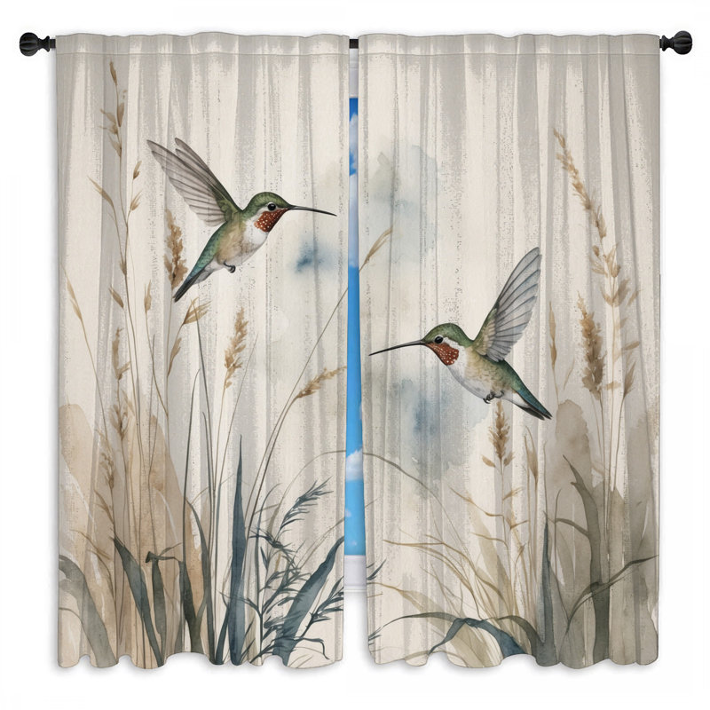 Rideaux de fenêtre Hummingbirds In Flight, 40 po x 80 po - 2 panneaux, Obscurcissement de chambre