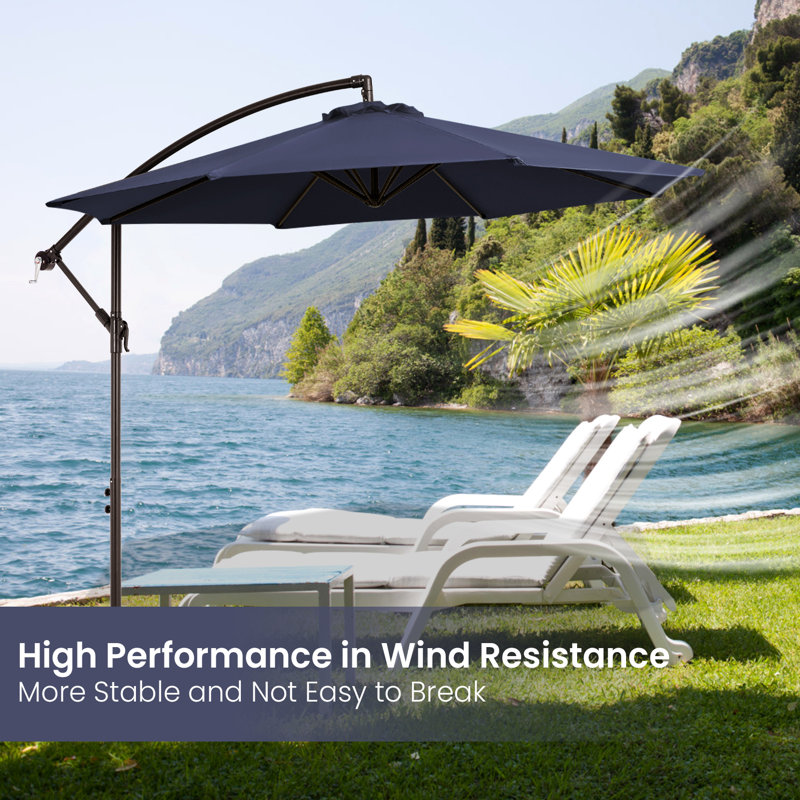 10 foot round patio umbrella LAUSAINT HOME 10FT Cantilever Heavy Duty Cantilever Outdoor Umbrella, UV Protection for Poolside, Garden, Backyard Stand included 10 Ft. Round Outdoor Umbrella