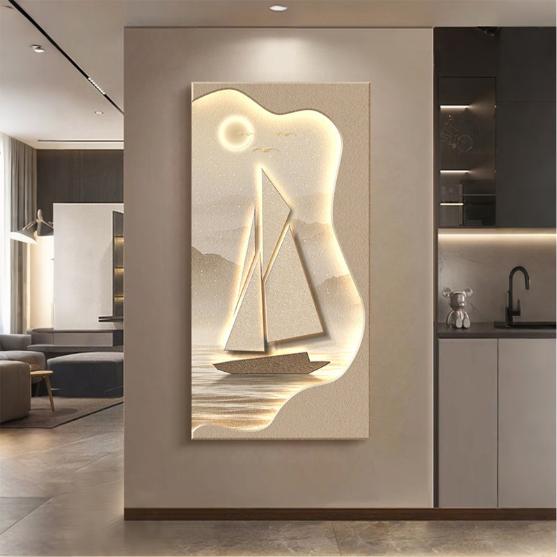 Peinture décorative abstraite en grès 35,43 "3D, H 70,87 po x l 35,43 po x P 1,18 po