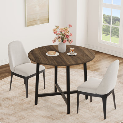 31.5" Industrial Round Dining Table for 2-4 – Water-Resistant Wood/Metal – Apartment, Bistro, Breakfast Nook (Table Only)