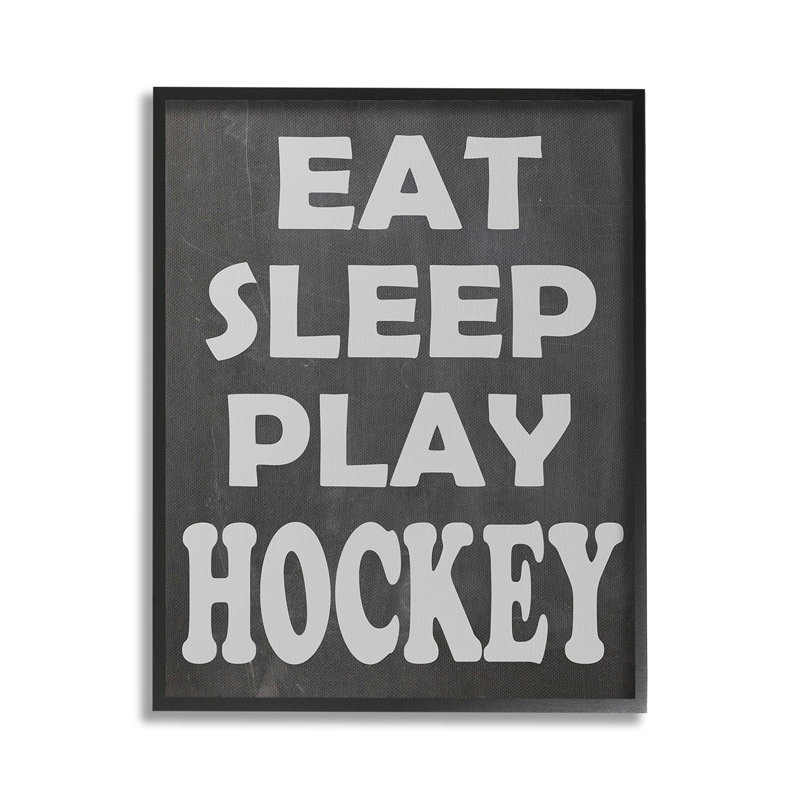 «Eat Sleep Play Hockey Single Photo Frame» par Olivia Jean sur toile, Giclée encadrée blanc bord de mer, H 20 po x l 16 po