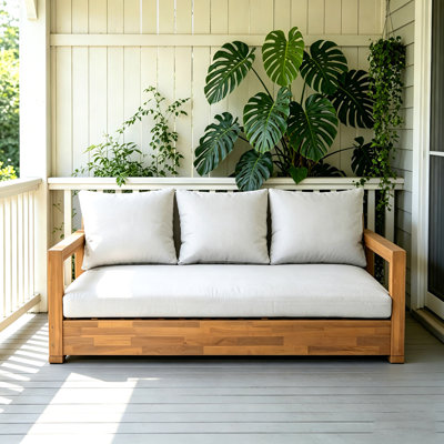 Lit de jour d'extérieur à 3 places pour canapé en bois d'acacia pour terrasse Poode